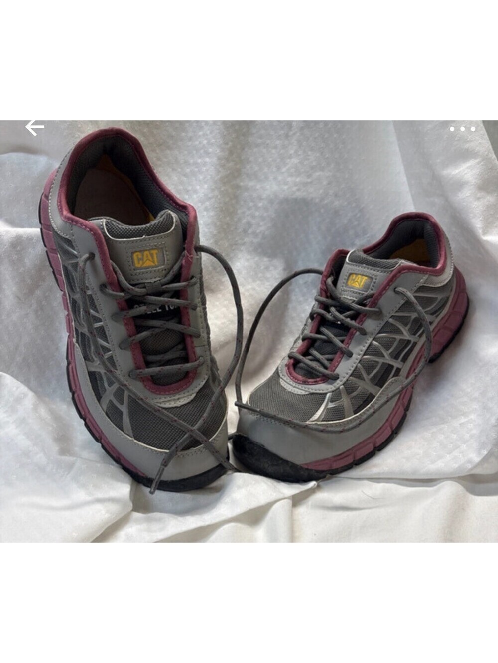 Caterpillar Women's Grey & Pink - Steel Toe Work Shoes - Size 9 - Slip Resistant